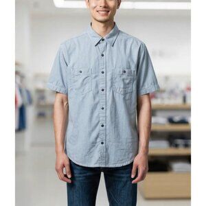 Tony Hawk Mens Grey Short Sleeve Button-Up Shirt Size S